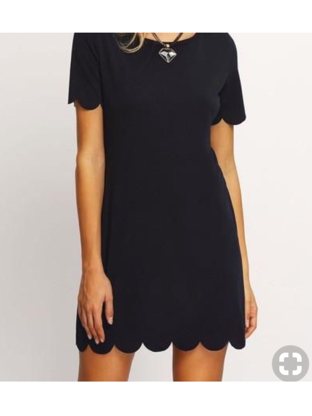 Mittoshop Scallop Hem Black Short Sleeve Dress - sz L